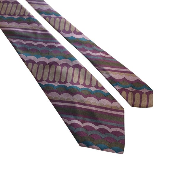 Vintage Countess Mara Necktie Retro Purple Designer Men Office Gift Accessory - Picture 2 of 5